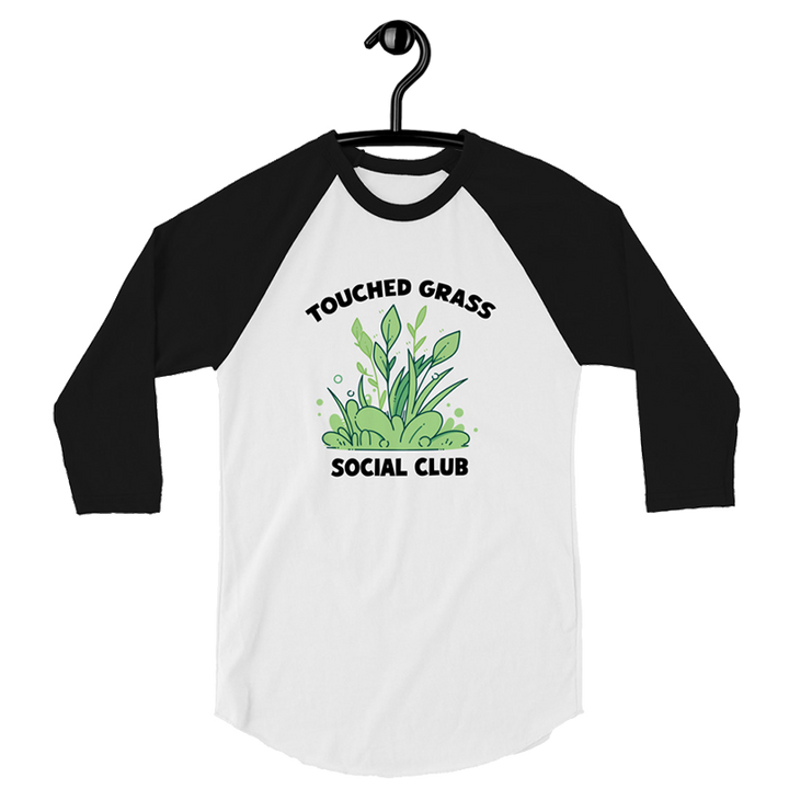 ⬦ Touched Grass Social Club ⬦ Unisex 3/4 Sleeve Baseball T-Shirt